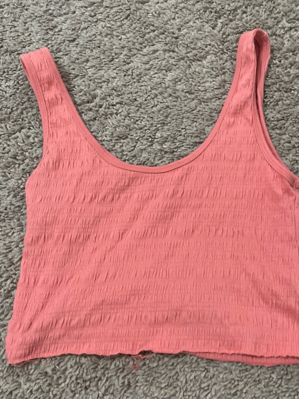 Women's American Eagle Cropped Textured Tank Top Coral Pink